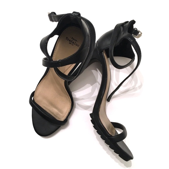 Zara Sandalia Piso Track III Black Heels Size 8 - Picture 2 of 8
